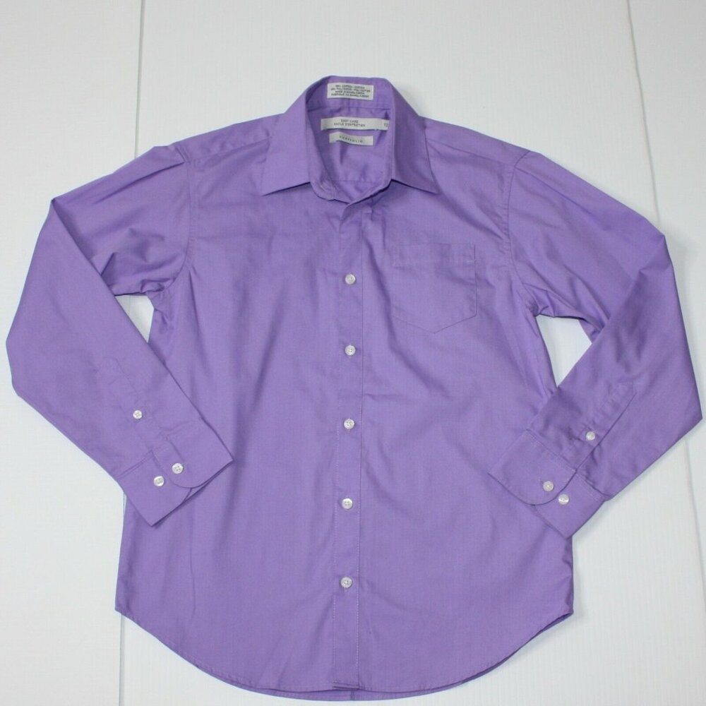 Perry Ellis Boy's Portfolio Easy Care Purple Dress Shirt size 12